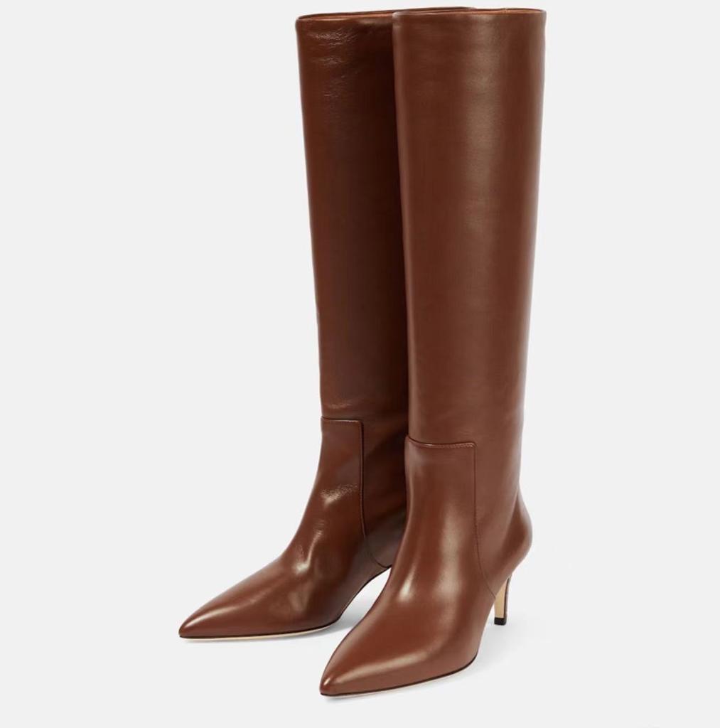 Krazing Pot Cow Leather Autumn Winter Shoes Stiletto Thin High Heels Big Size 46 European Style Keep Warm Thigh High Boots