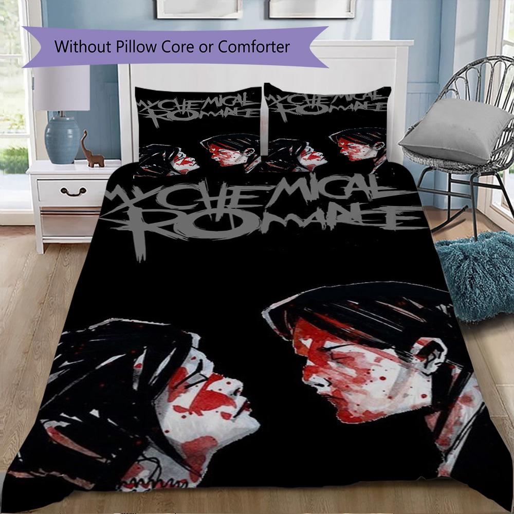 My Chemical Romance Pattern Bedding,Quilt Set Quilt Cover Pillowcase Home Birthday Gift (1*duvet cover+2*pillowcase,without core)SSJT0917503