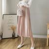 Женская плиссированная юбка, эластичная, высокая талия, однотонная юбка миди, мягкая, дышащая ткань, универсальный стиль, повседневная юбка
