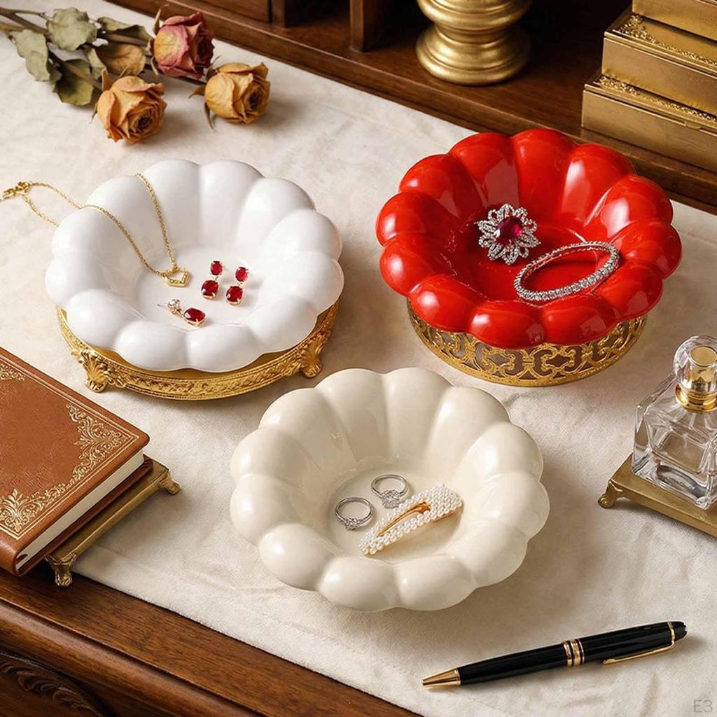Ceramic Decorative Tray Display Bowl Gift Vanity Serving Dish Perfume Jewelry Holder for Wedding