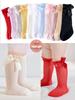 Летние сетчатые носки до колена для малышей, 11 цветов, с большим бантом, Красные, Возраст 1