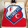 FC Utrecht Printed Flannel Blanket, soft throw for bedroom sofa, washable,soccer fan merchandise, great gift.