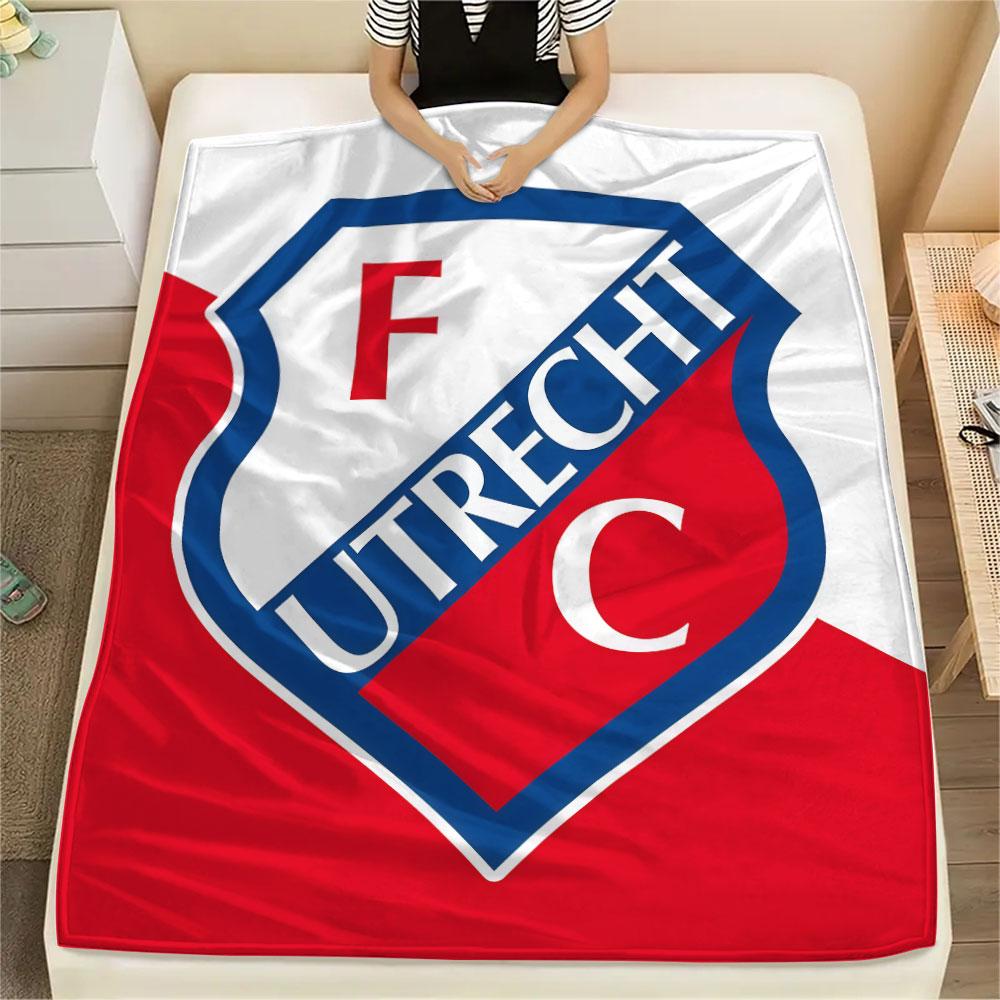FC Utrecht Printed Flannel Blanket, soft throw for bedroom sofa, washable,soccer fan merchandise, great gift.
