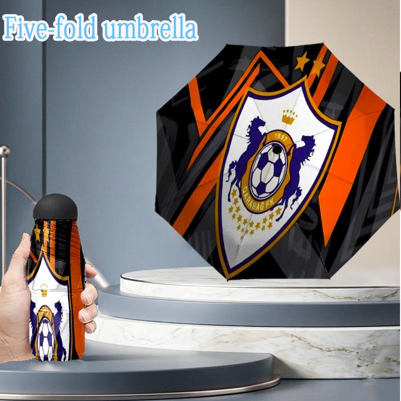 Soccer Team Qarabag Design Mini Five-Fold Lightweight Umbrella, Eight-Bone Frame, for Home Travel and Outdoor Use in Any Season Fan Gifts