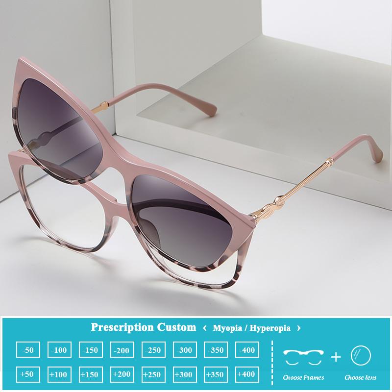 Легкий материал TR90 Стильные женские очки «кошачий глаз» с защитой от синего света и индивидуальными линзами для миопии для очков для чтения