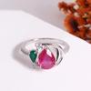 Noble and Elegant Natural Treated Ruby with Green Agate Sterling Silver Ring for Women's Engagement & Anniversary & Banquet Wear