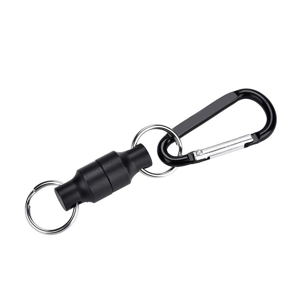 Magnetic Net Release Holder, Double Keychain Hook for Fly Fishing - Black