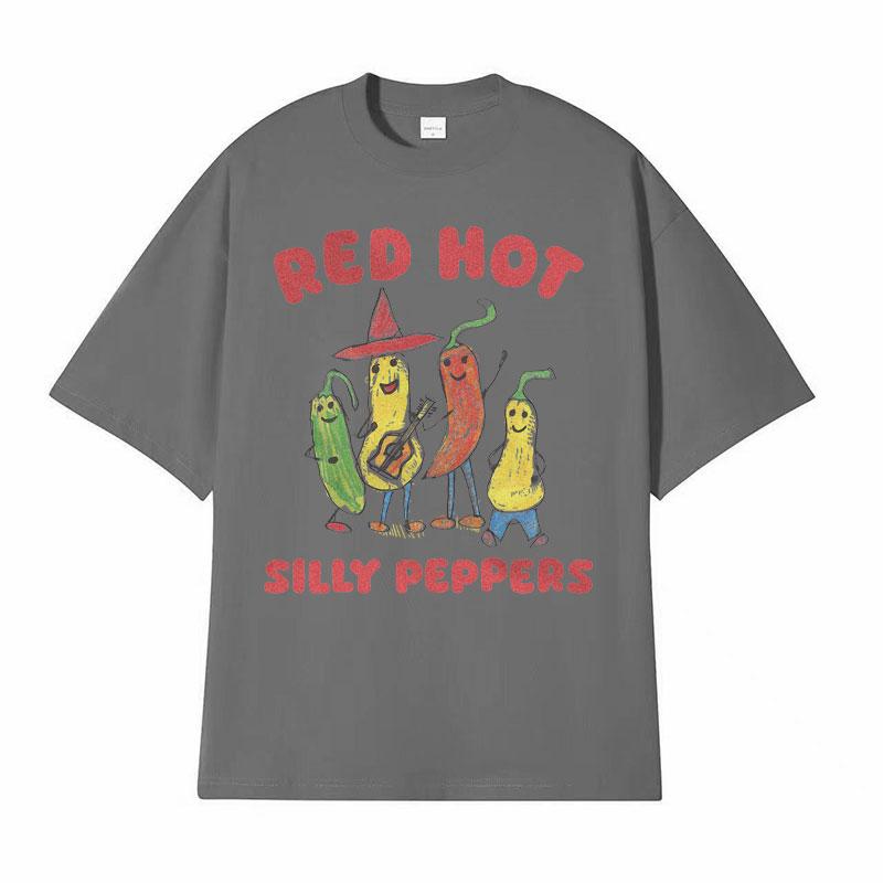 Red Hot Silly Peppers Funny Meme T Shirts Men Women Vintage High Quality Tops Tshirts Male Summer Casual Cozy Oversized Tshirt