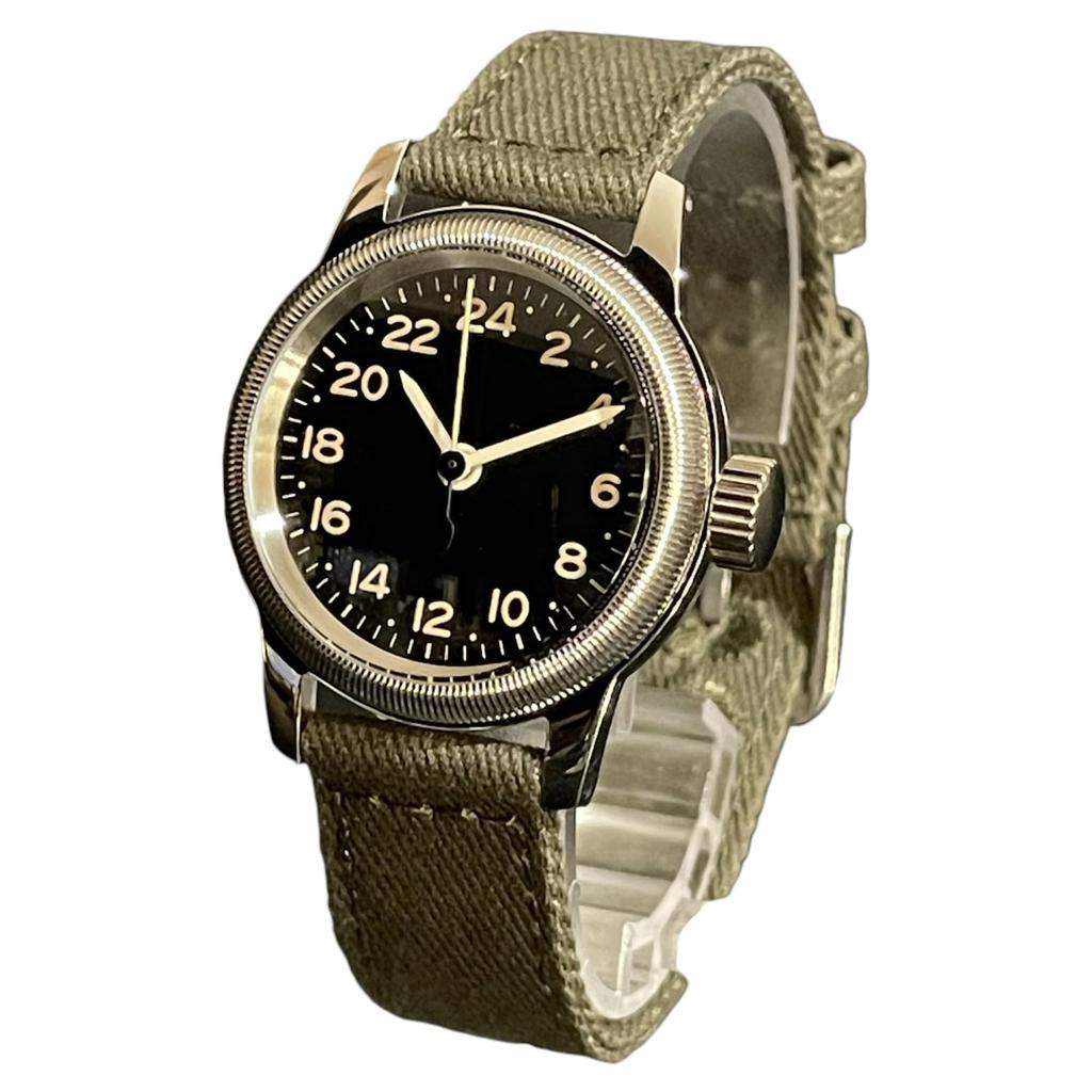 Military Watch TYPE 24H Black Dial Green Cloth Strap [M.R.M.W.] Men's A-11
