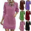 Women's Casual Fleece Lined Round Neck Long Sleeve Solid Color Dress