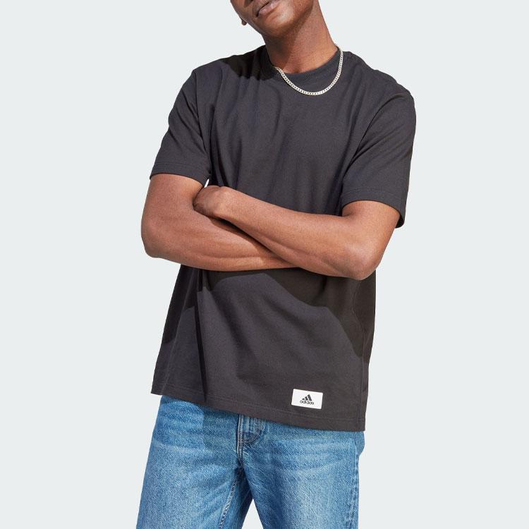 Adidas Lounge Tee With Logo Patch Men Tops Black IB6165