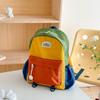 New Color Block Kids Backpack Lightweight Kindergarten School Bag For Boys Girls Travel Outdoor Leisure