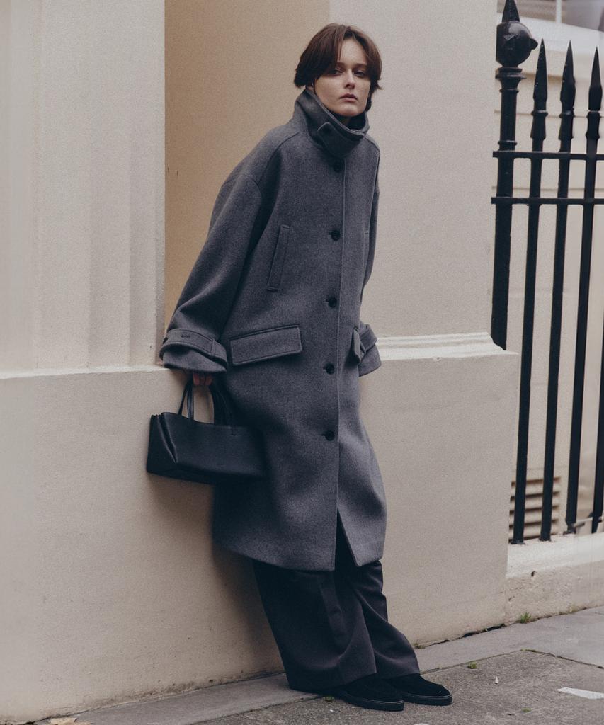 Artid Cashmere Oversized Long Coat_Melange Grey
