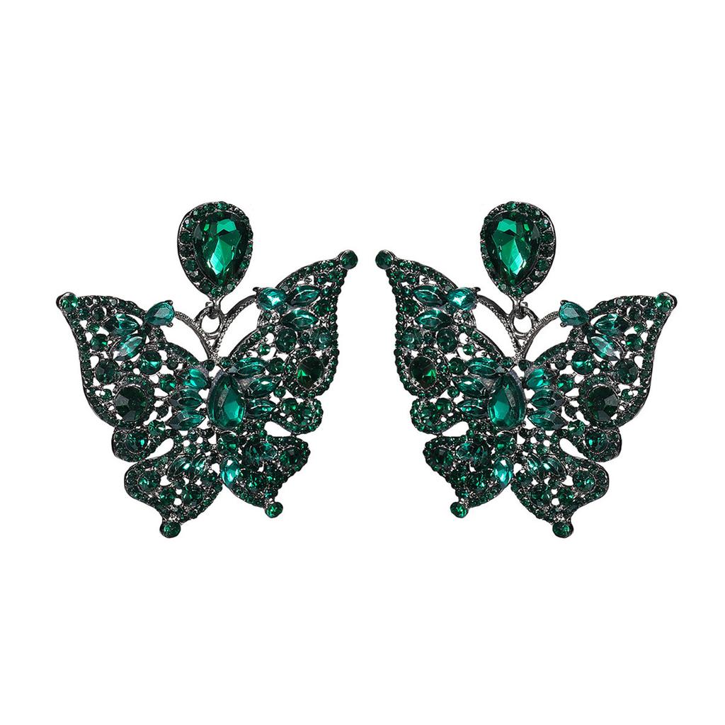 Fashion, New Colored Glass Rhinestone Earrings, Stud Earrings for Women, Personalized Exaggerated Butterfly Ear Jewelry Wholesale