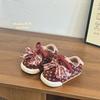 Youth style shoes Kids Polka Dot Bow Loafers Girls Casual Sneakers Rubber Sole PU Lining Breathable Slip-On Shoes