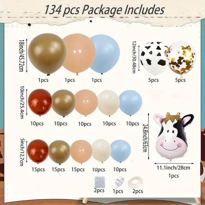 Ферма Корова Животное Тема Набор Воздушный Венок Детский Годовалый Цепь из Воздушных Шаров Оформление Сцены