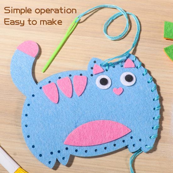 6 шт./компл. детский швейный набор с нитками, иглой, хлопковой цепочкой, бисером, ручной работы, морковкой, кошкой, кроликом, пандой, уткой, медведем, плюшевым мишкой, набор для шитья своими руками