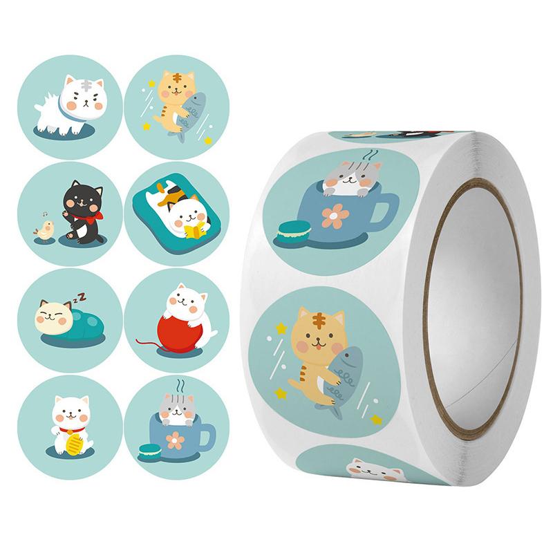 500Pcs/Roll Cartoon Animal Sticker Capibara Kapibala Rabbit Cat Bear Hand Account Decals Gift Bag Sealing Sticker Baking Label