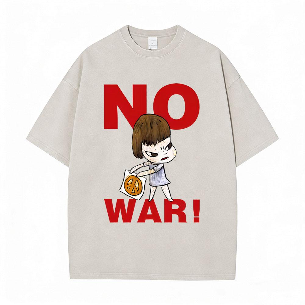 Washed Vintage Funny Yoshitomo Nara No T Shirt Men Women Casual Humor Tshirt Male Cotton Oversized Short Sleeve Tees Streetwear