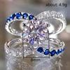 Modern Design Women Wedding Rings with Blue Cubic Zirconia Fashion Finger Accessories for Lady Statement Jewelry