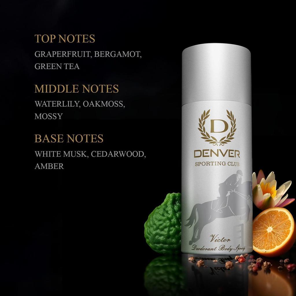 Denver Victor Deodorant For Men -150ML Each, Pack of 2 | Long Lasting Deodorant Body Spray