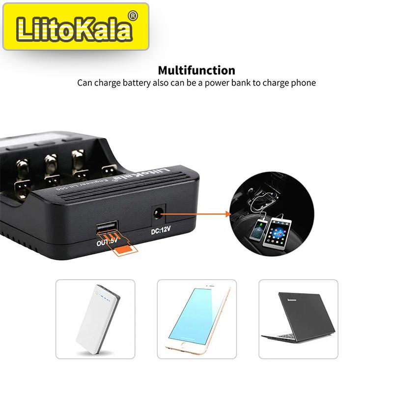 Умное зарядное устройство LiitoKala Lii-500 для 18650/26650/AA/AAA/Ni-MH/Li-ion, ЖК-дисплей, Тестер емкости, Независимые слоты, Защита