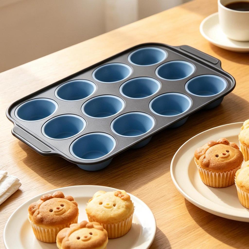 12 Holes Cupcakes Mold Non Stick Muffin Cupcake Silicone Mold Easy to clean Easy demolding Pan Silicone Cake Mold Baking Tools