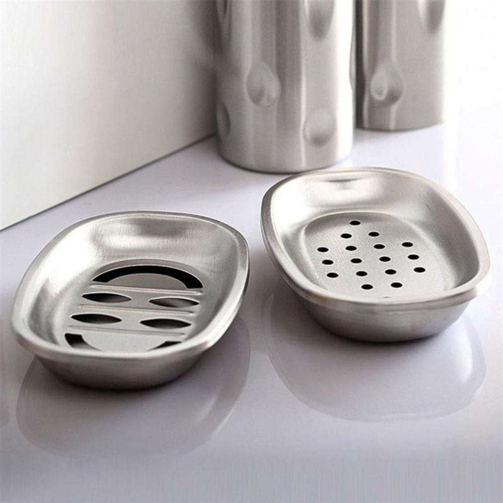 Stainless Steel Soap Dish Double Layer Soap Container Tray  Bathroom Kitchen Sink Organizer