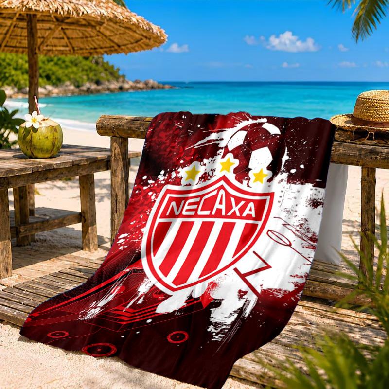 Football Crest Heartbeat Printed Microfiber Beach Towel, Soft And Absorbent, Quick-Dry, Ideal for Summer Travel, Beach Essential, Swimming Pool