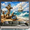 2D plane boat with sand on anchor and compass background cloth suitable for indoor and outdoor activities polyester