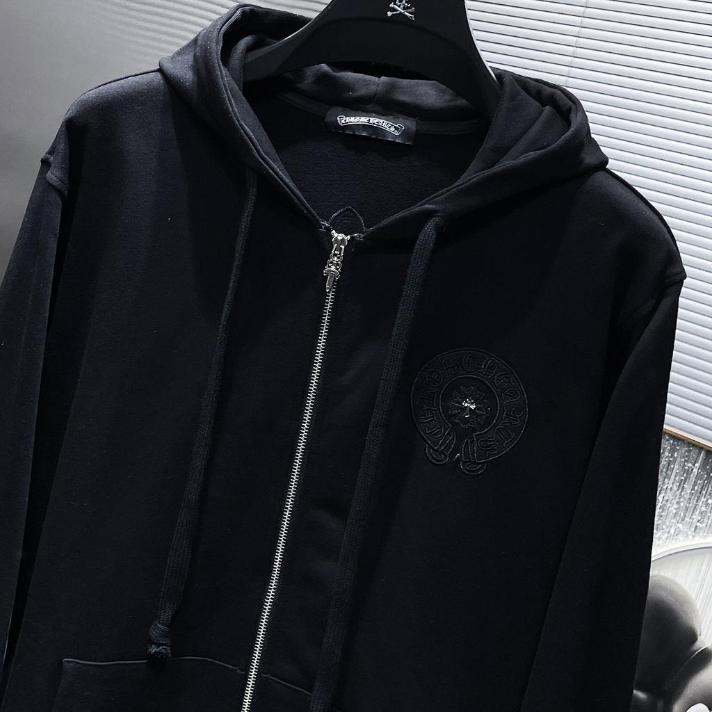 8632 CHROME HEARTS 2025 Новинка Весна и Осень Плюс Размер Тонкий Стиль Классический Стиль Логотип Молния Свитшот С Капюшоном Для Пар