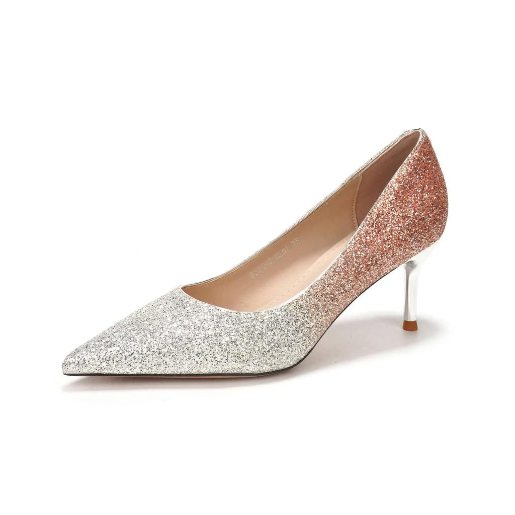 Осенние роскошные женские туфли-лодочки с острым носком и неглубоким вырезом, расшитые блестками, на шпильках, на высоком каблуке, одинарные туфли для банкета и свадьбы