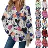 Women's Casual Long Sleeve Button V-Neck Valentine's Day Printed Drawstring Hooded Top