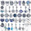 100% S925 Sterling Silver Firefly Charms Evil Eye Hot Air Balloon Blue Charms Fit  Original Bracelet DIY Jewelry Making