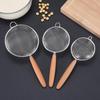 Stainless Steel Skimmer with Wooden Handle - Hot Pot Ladle, Kitchen Mesh Sieve for Frying and Noodles