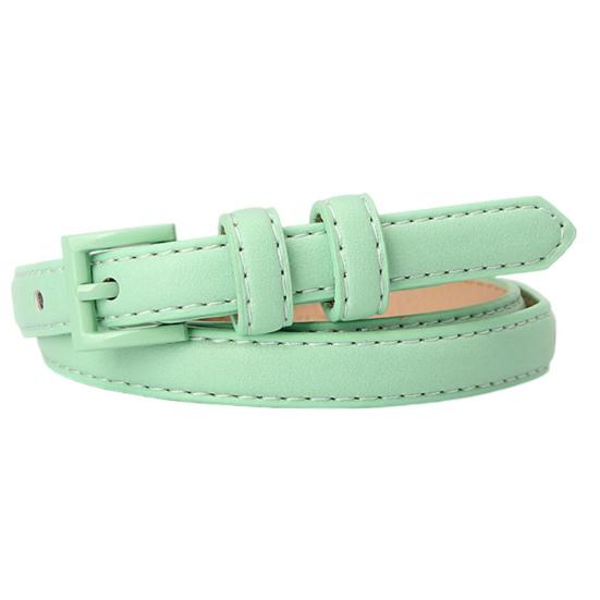 Women Thin Pants Belt Solid Color Faux Leather Waistband Adjustable Length Multi Holes Design Jeans Belt