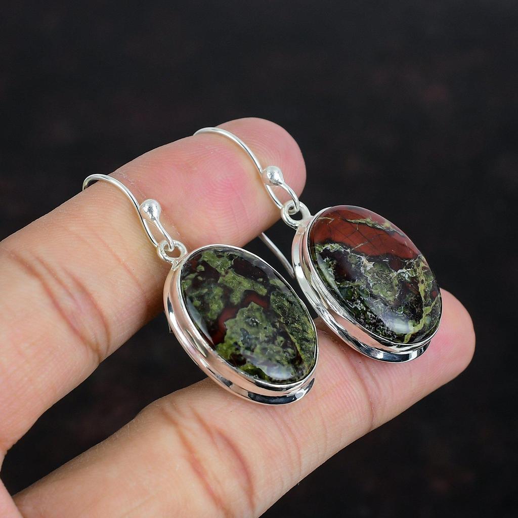 Dragon Bloodstone Earring 925 Sterling Silver Earring Unique Jewelry Handmade Real Gemstone Earring Wonderful Dangle Earrings Gifts For Her