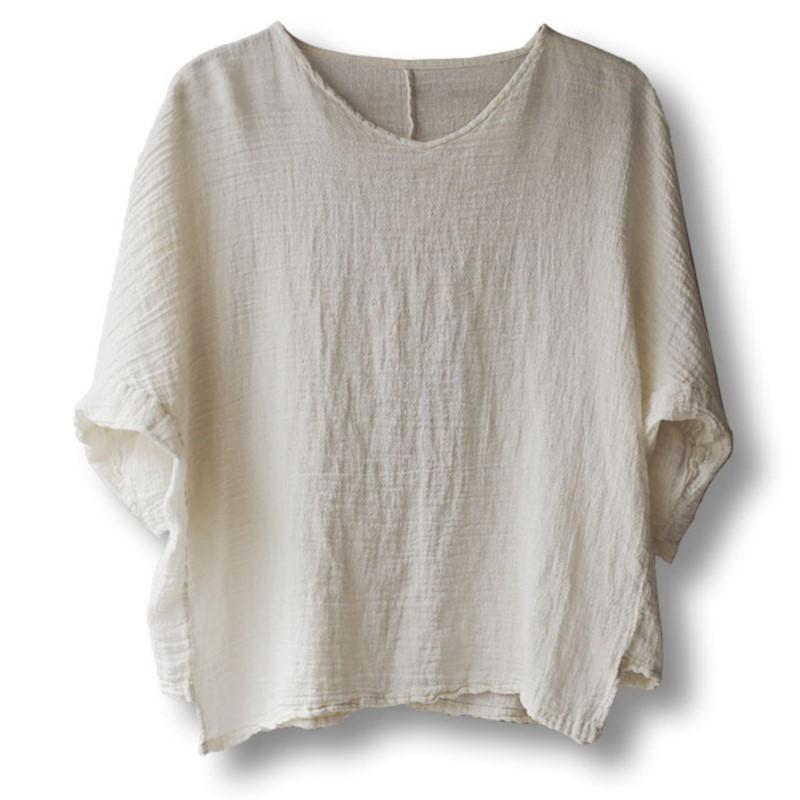 Johnature Женские винтажные хлопковые футболки Ramie, однотонные летние футболки с круглым вырезом и половиной рукавов, повседневные мягкие футболки