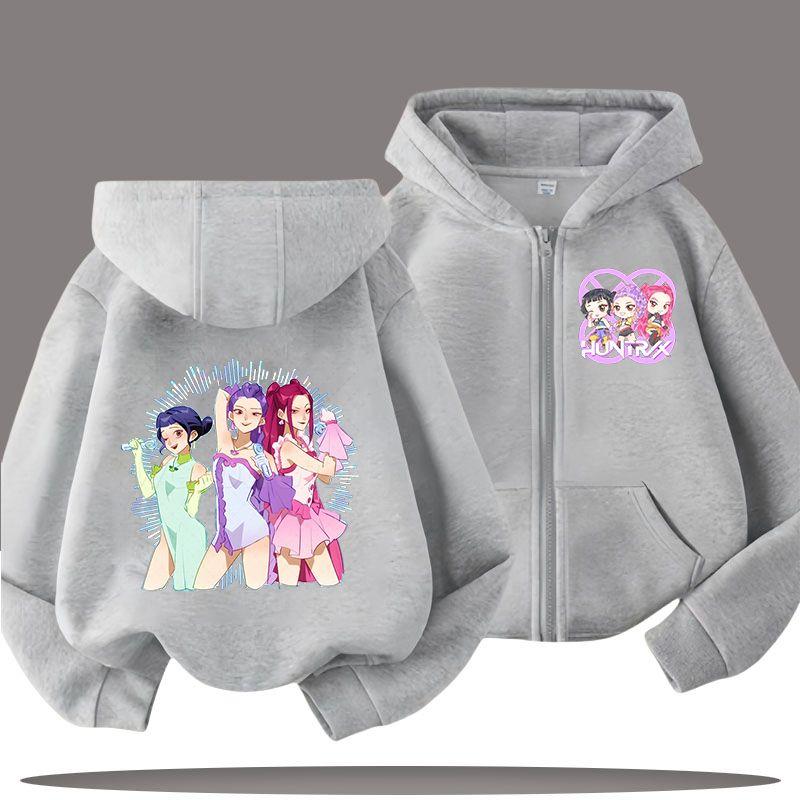 KPop Demon Hunters Zipper Hoodies for Boys and Girls, Children's Fashion Sweatshirts
