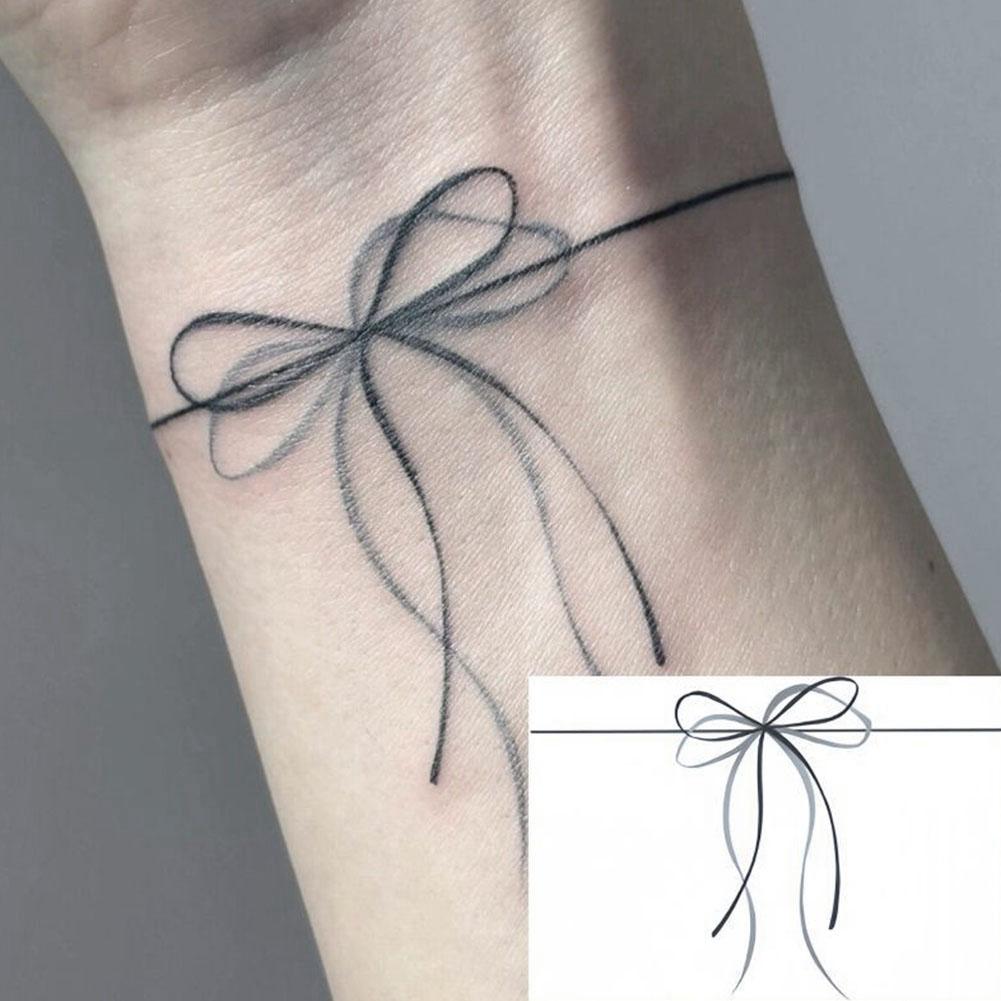 Розовый Милый Крутой Горячий Стиль Бант Бант Мелок Раскраска Инс Тату Наклейки Милые Студенческие Тату St Q0D5