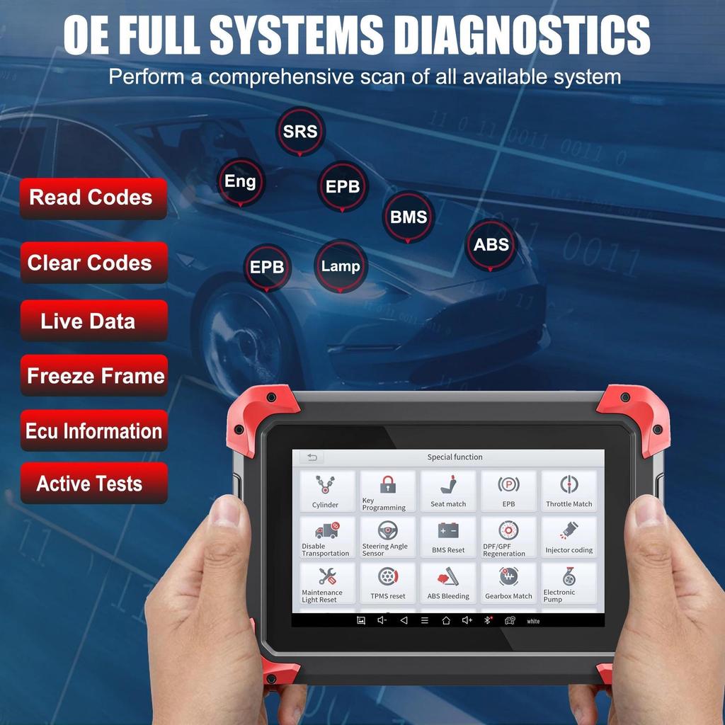 Сканер XTOOL D7 OBD2: Инструмент для диагностики всех систем автомобиля, упрощающий техническое обслуживание транспортного средства.