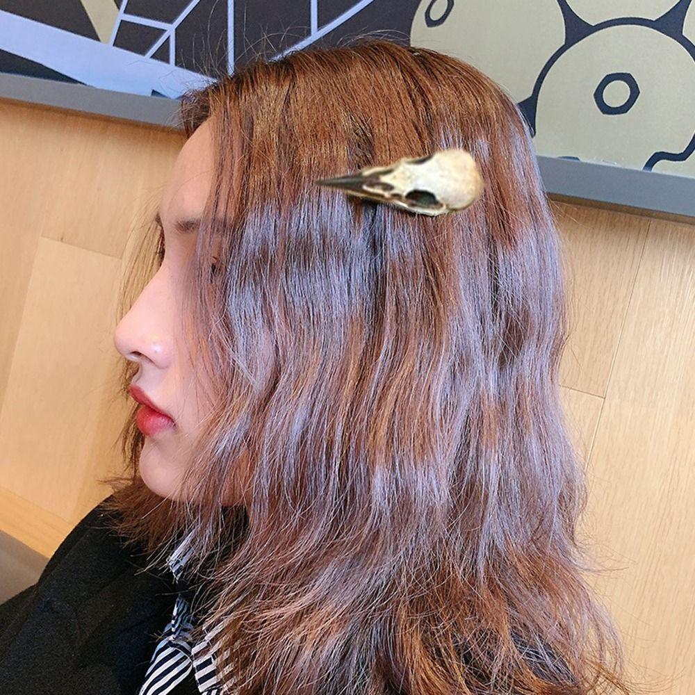 Halloween Party Hairpins Crow Head Skull Hair Clips Animal Skull Hairpins Women Duckbill Clips