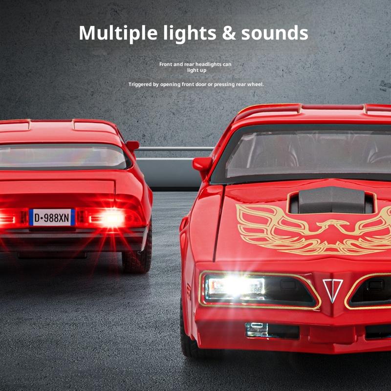 1/32 Pontiac Firebird Модель автомобиля из литого металла с имитацией звука и света Суперкар Модель автомобиля Детская игрушечная машинка Украшения