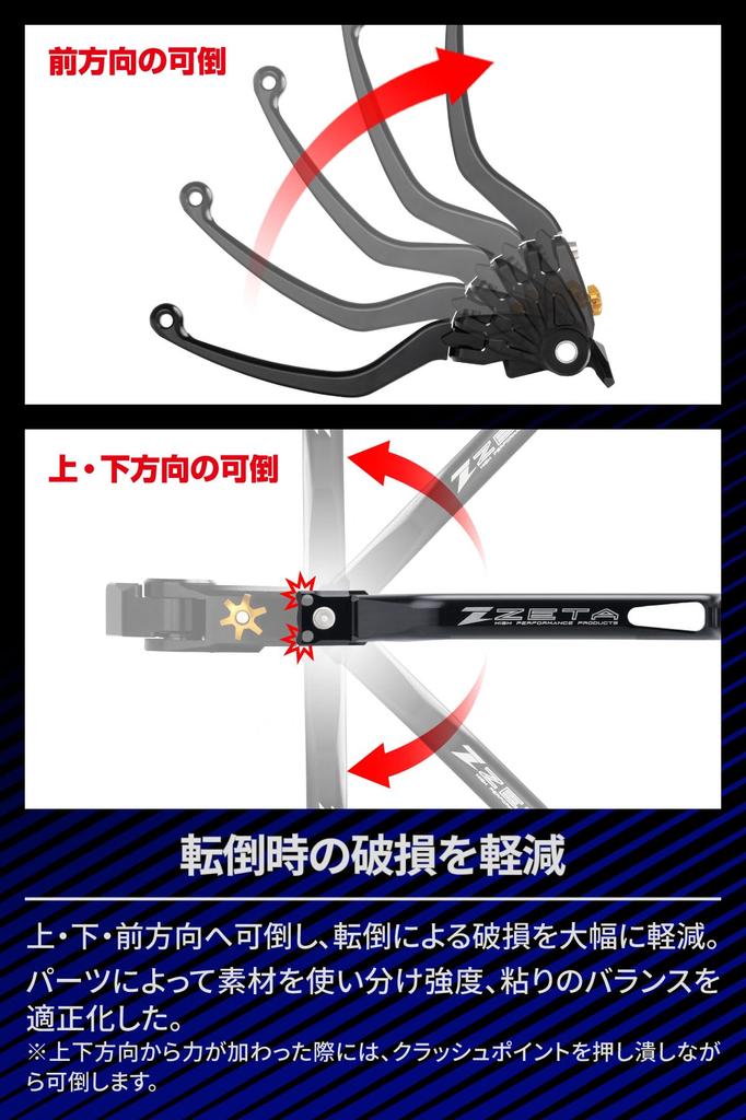 ZETA RACING Pilot Brake Aluminum with 20 Adjustable Positions and Automatic Lever Return System for Honda and Part Number F5581 Lever, Black,