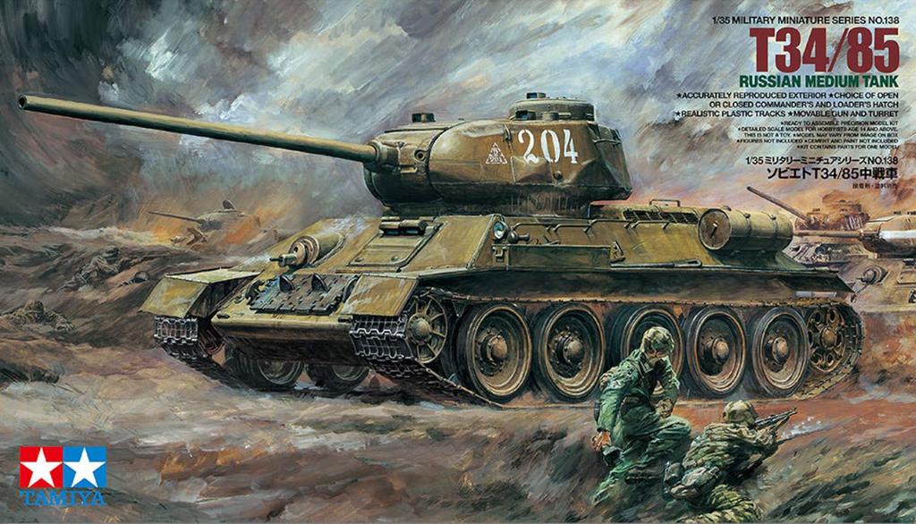 Tamiya Military Miniature Series Советский Армейский Средний Танк Пластиковая Модель 35138 1/35 № 138 T34/85