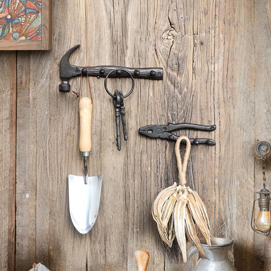 Wrench Hammer Cast Iron Metal Wall Hook Rustic Vintage Wall