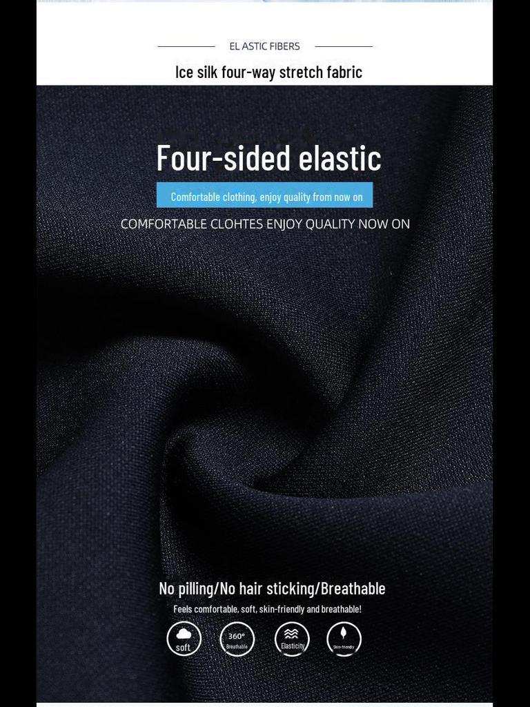 Men's Autumn/Winter Casual Business Trousers: Solid Color, Elastic Waist, Non-Iron, Anti-Wrinkle, Straight Fit.