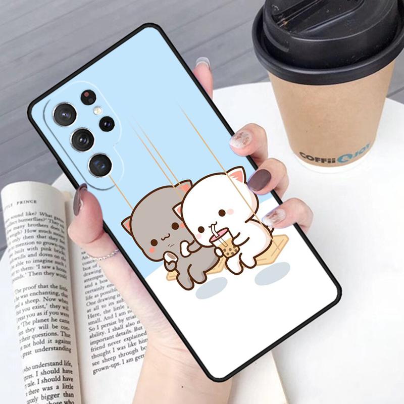 Чехол для телефона Mochi Peach Cat Для Samsung Galaxy S24 S25 Ultra S21 S22 Ultra S10E Note 10 Plus Note 20 FE S23