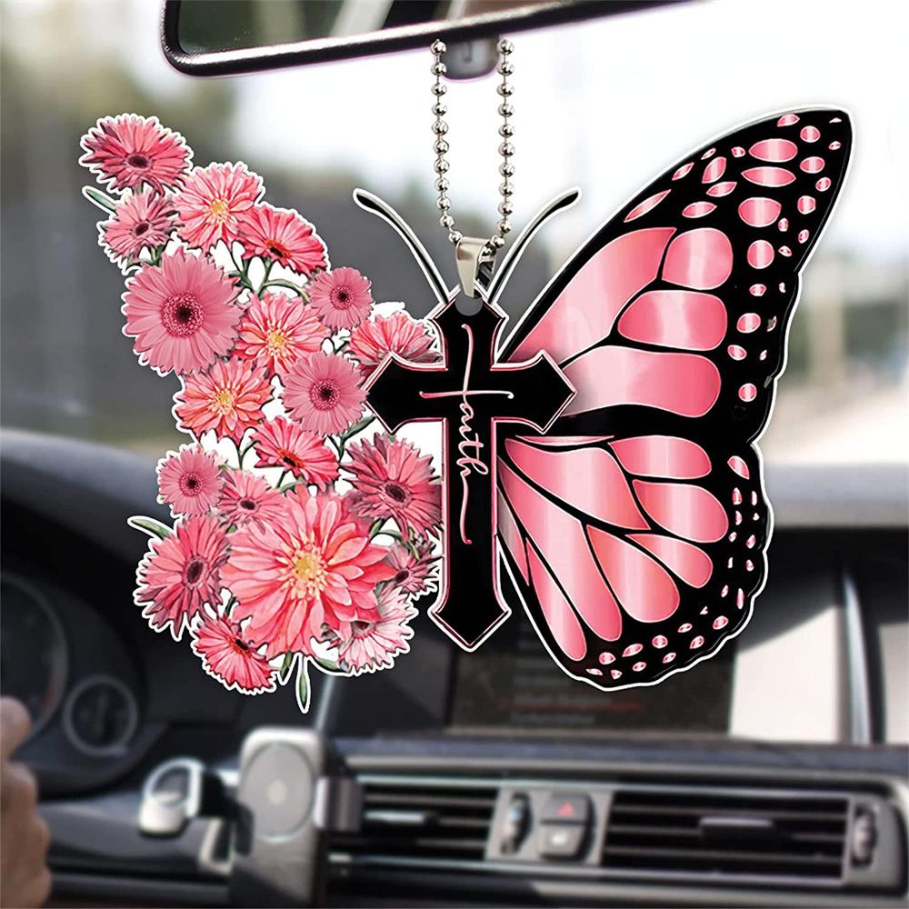 Car Pendant Stylish Personalized Style Car Interior Accessories Butterfly Cross Shape Design Widget Creative Do Not Fade Durable