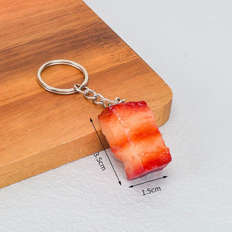 Funny Pvc Pork Belly Chicken Wings Roast Chicken Bag Pendant Hanging Jewelry Key Ring Creative Simulation Food Charms